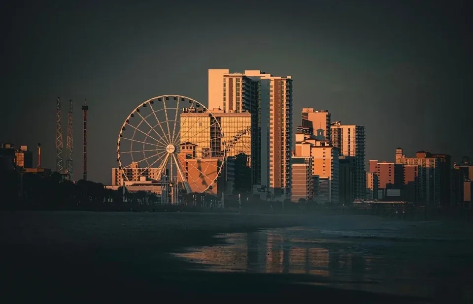 Myrtle Beach skyline at sunset
